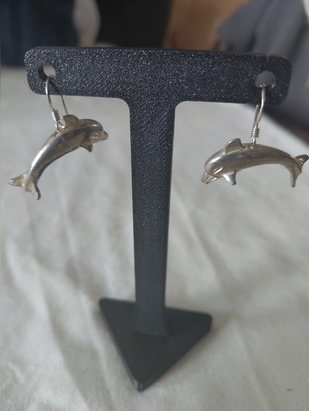 Silver Dolphin Drop Earrings